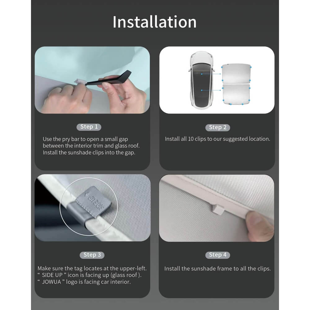 ม่านบังแดดหลังคา JOWUA GLASS ROOF SUNSHADE สำหรับ MODEL Y 2021-2024 สีดำ